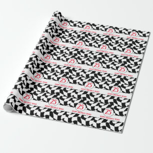 black and white wavy chequered, paper plates