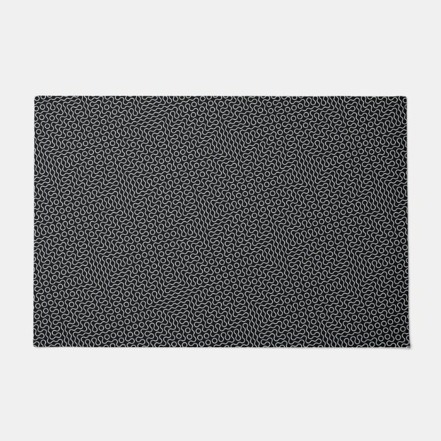 Black and White Wavy Lines Design Doormat (Front)