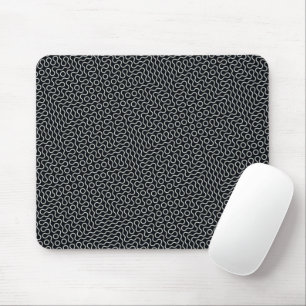 Black and White Wavy Lines Design Mouse Mat