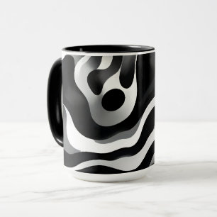 Black And White Wavy Op Art, Mug