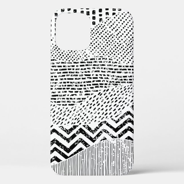 Black and white wavy pattern. Hand-drawn ornament  Case-Mate iPhone Case (Back)