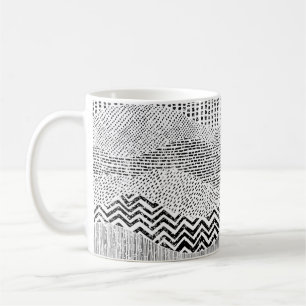 Black and white wavy pattern. Hand-drawn ornament Coffee Mug