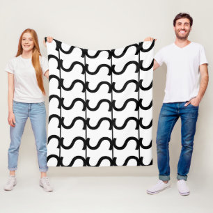 Black and White Wavy Stripe Pattern  Fleece Blanket