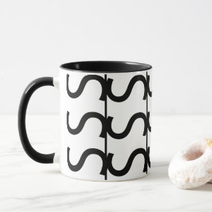 Black and White Wavy Stripe Pattern  Mug