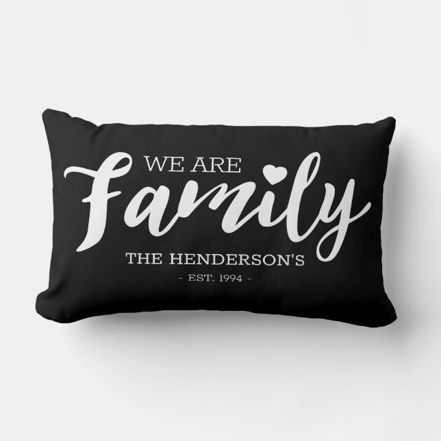 Black and White | We are Family Lumbar Cushion (Front)