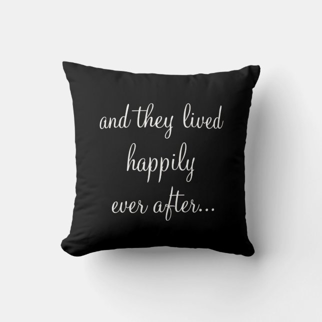 Black and White "We Did" Wedding Date Pillow (Front)