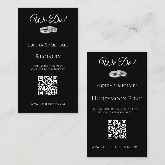 Black and White- We Do-Wedding Rings-Registry- Business Card (Front/Back)