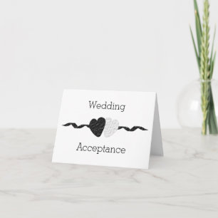 Black And White Wedding Acceptance Thank You Card