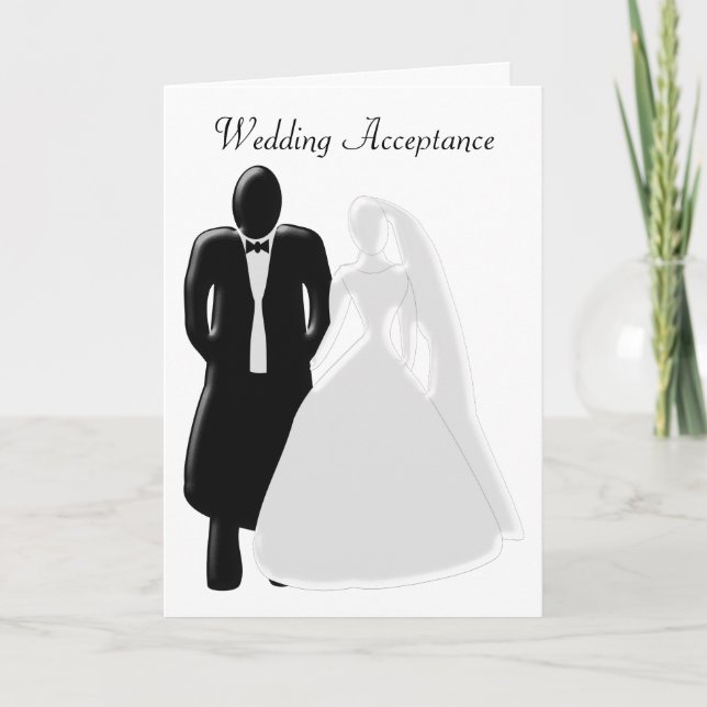 Black And White Wedding Acceptance Thank You Card (Front)