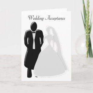 Black And White Wedding Acceptance Thank You Card