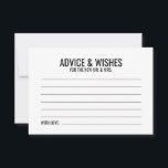 Black and White Wedding Advice and Wishes Card<br><div class="desc">Add a personal touch to your wedding with a modern black and white wedding advice and wishes card.
This advice card features title and details in black bold sans serif font style on white background.

Perfect for wedding,  baby shower,  birthday party,  bachelorette party and any special occasions.</div>
