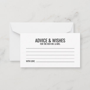 Black and White Wedding Advice and Wishes Card