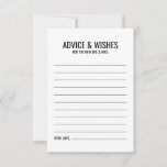 Black and White Wedding Advice and Wishes Card<br><div class="desc">Add a personal touch to your wedding with a modern black and white wedding advice and wishes card.
This advice card features title and details in black bold sans serif font style on white background.

Perfect for wedding,  baby shower,  birthday party,  bachelorette party and any special occasions.</div>