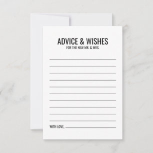Black and White Wedding Advice and Wishes Card