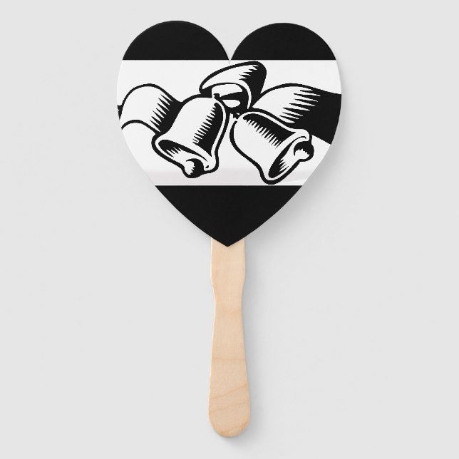 Black And White Wedding Bells Hand Fan (Front)