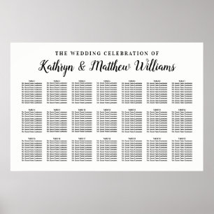 Black and White Wedding Celebration Seating Chart