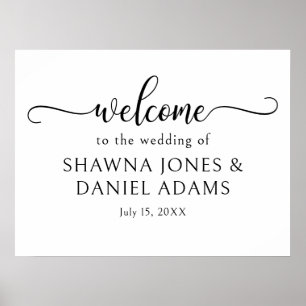 Black and White Wedding Ceremony Welcome Sign