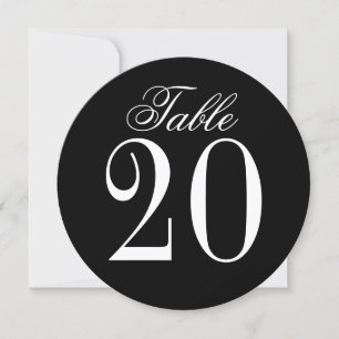 Black and White Wedding Circle Table Number Card