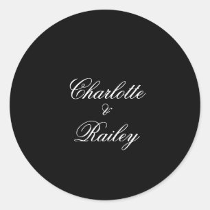 Black and White Wedding Classic Round Sticker
