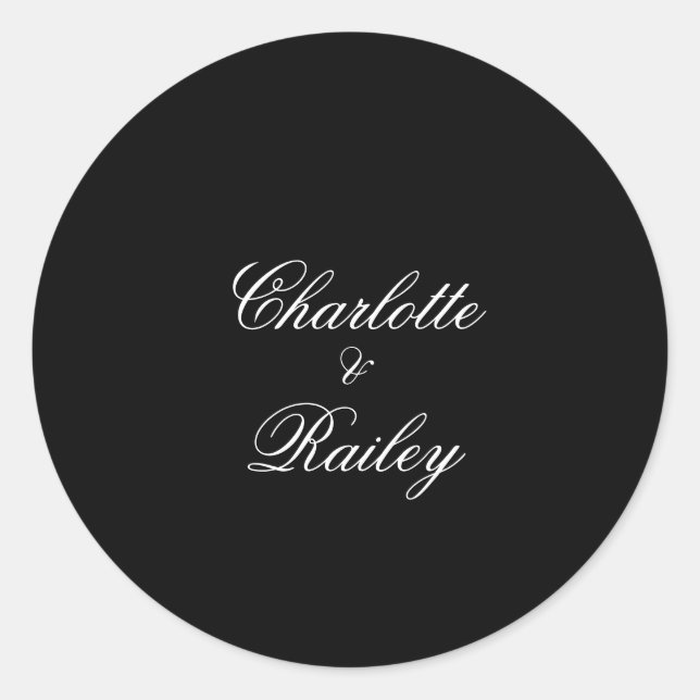 Black and White Wedding Classic Round Sticker (Front)