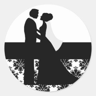 Black and White Wedding Couple Seals
