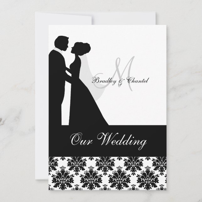 Black and White Wedding Couple Wedding Invitation (Front)