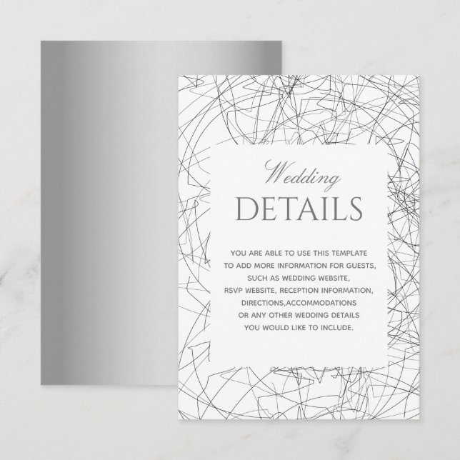 Black and White Wedding Details Card (Front/Back)