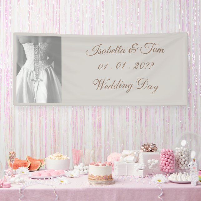 Black and White Wedding, Elegant Modern Bride Banner (Party)