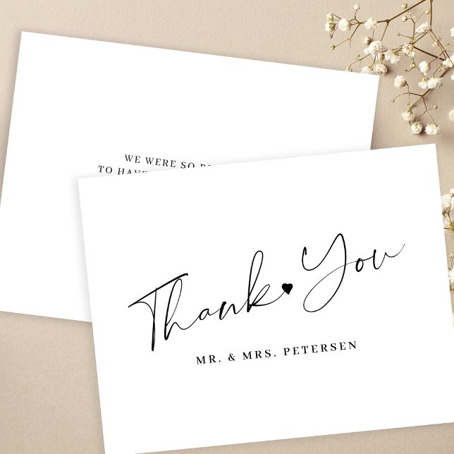 Black and white wedding elegant script thank you card (Creator Uploaded)
