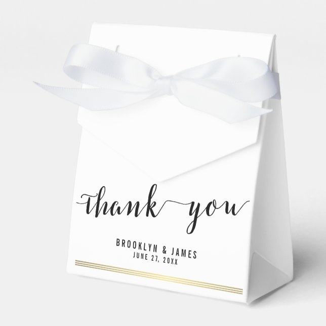 Black And White Wedding Favour Boxes Thank You Gol (Front Side)