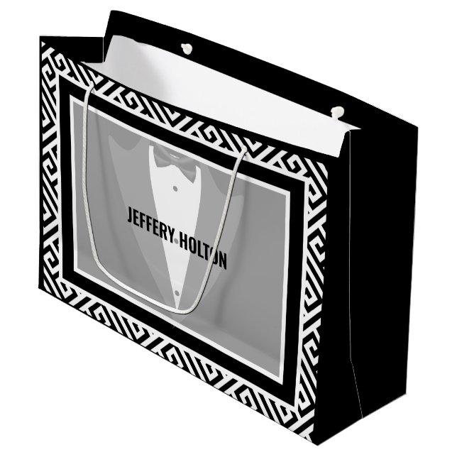 Black and white Wedding Gift Bag (Front Angled)