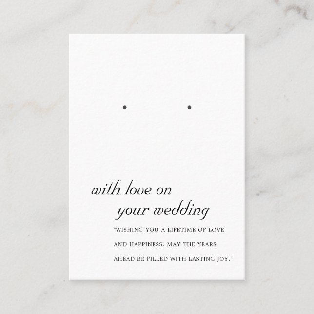 BLACK AND WHITE WEDDING GIFT EARRING DISPLAY CARD (Front)