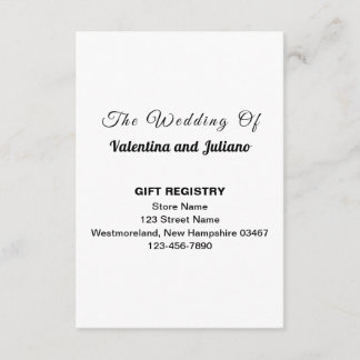 Black and White Wedding Gift Registry Portrait Enclosure Card