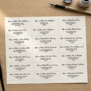 Black and White Wedding Guest Address Label
