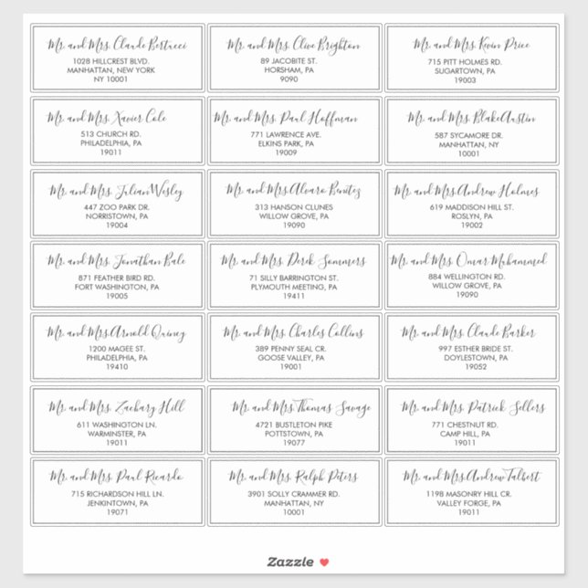 Black and White Wedding Guest Address Label (Sheet)