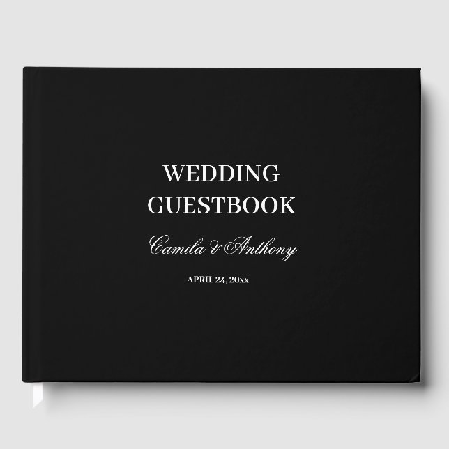 Black and White Wedding Guest Book (Front)