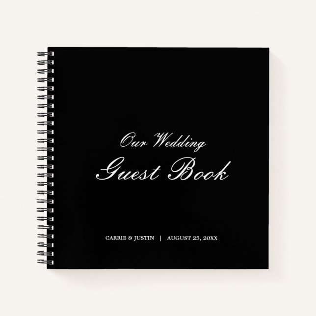 Black and White Wedding Guest Book (Front)
