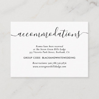 Black and White Wedding Hotel Accommodation Cards