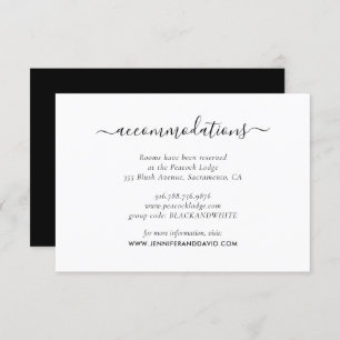 Black and White Wedding Hotel Accommodation Enclosure Card