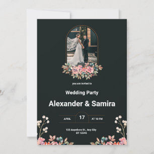 Black and white wedding invitation