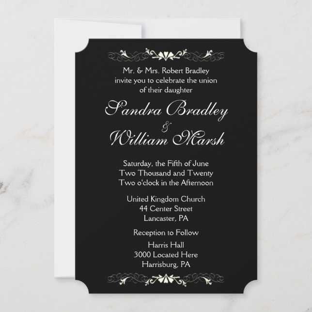 Black and White Wedding Invitation (Front)