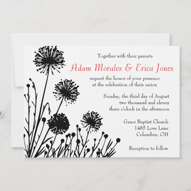 Black and white wedding invitation (Front)