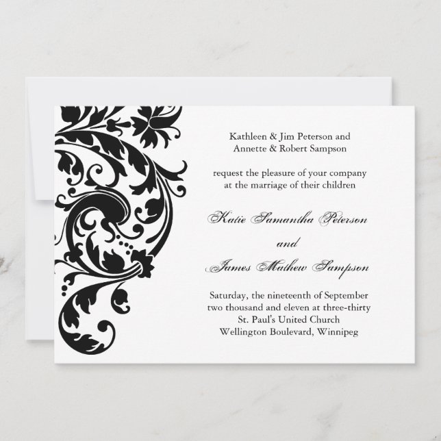 Black and White Wedding Invitation (Front)