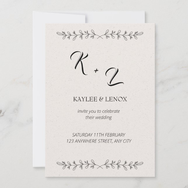 Black and white wedding invitation  (Front)