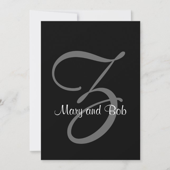 Black and White Wedding Invitation | Initial Z (Front)
