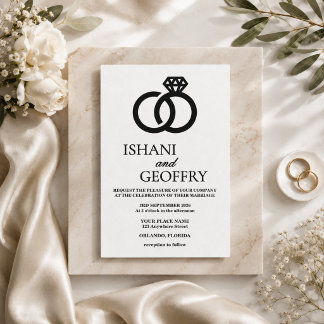 Black and White Wedding Invitation Minimalist CUST