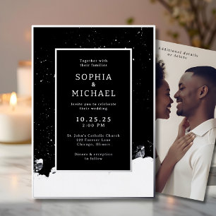 Black and White Wedding Invitation Photo Template