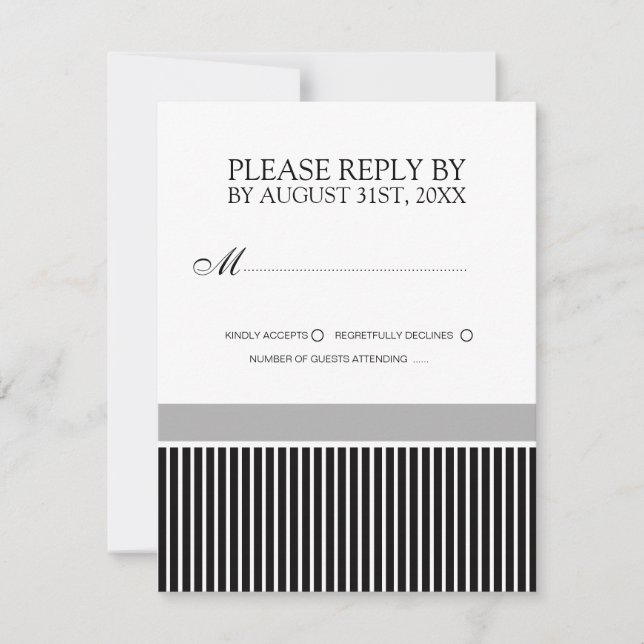 Black and White Wedding Invitation RSVP Cards (Front)