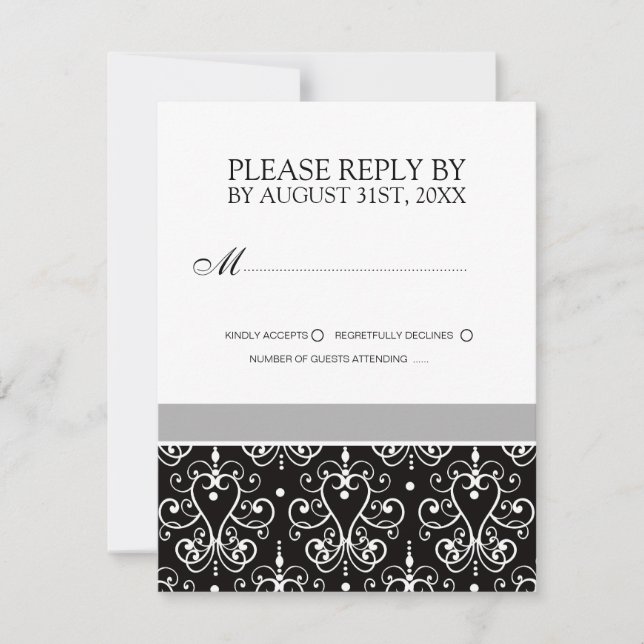 Black and White Wedding Invitation RSVP Cards (Front)