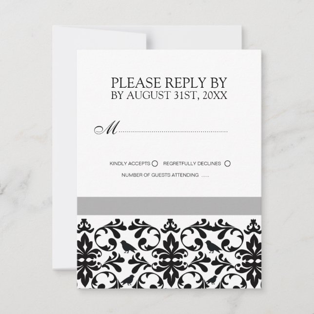 Black and White Wedding Invitation RSVP Cards (Front)